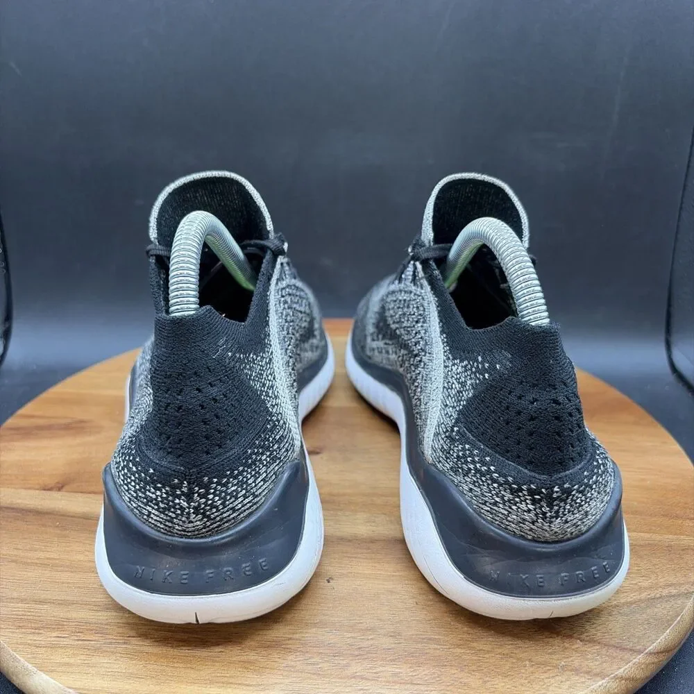 Nike Free RN Flyknit 2018 Men's Size 8 Running Shoes Black White Oreo